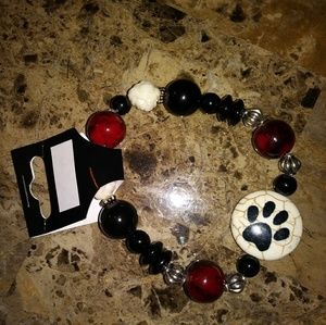 Burgundy Paw Stone Bracelet